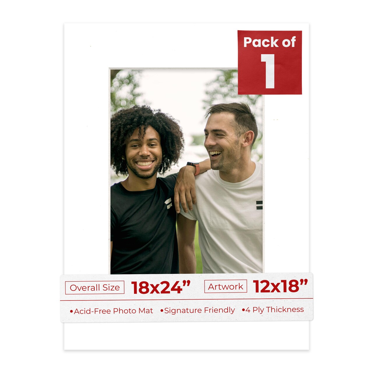 Textured White Mat Board for 18x24 Frames - Fits 12x18 Photos